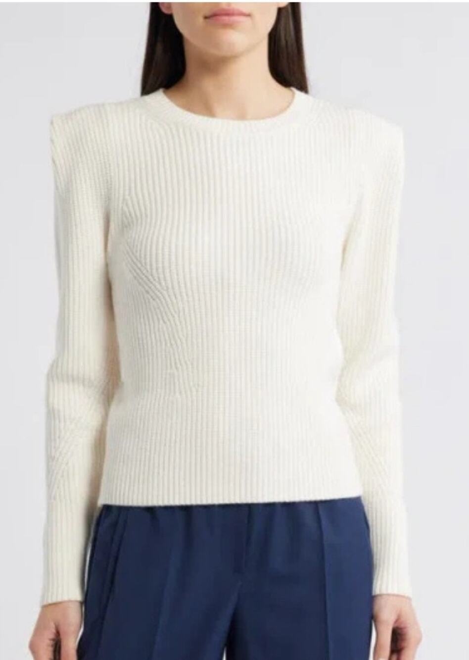 BOSS Sweater Cream Crewneck Frarimi Extended Shoulder Long Sleeve